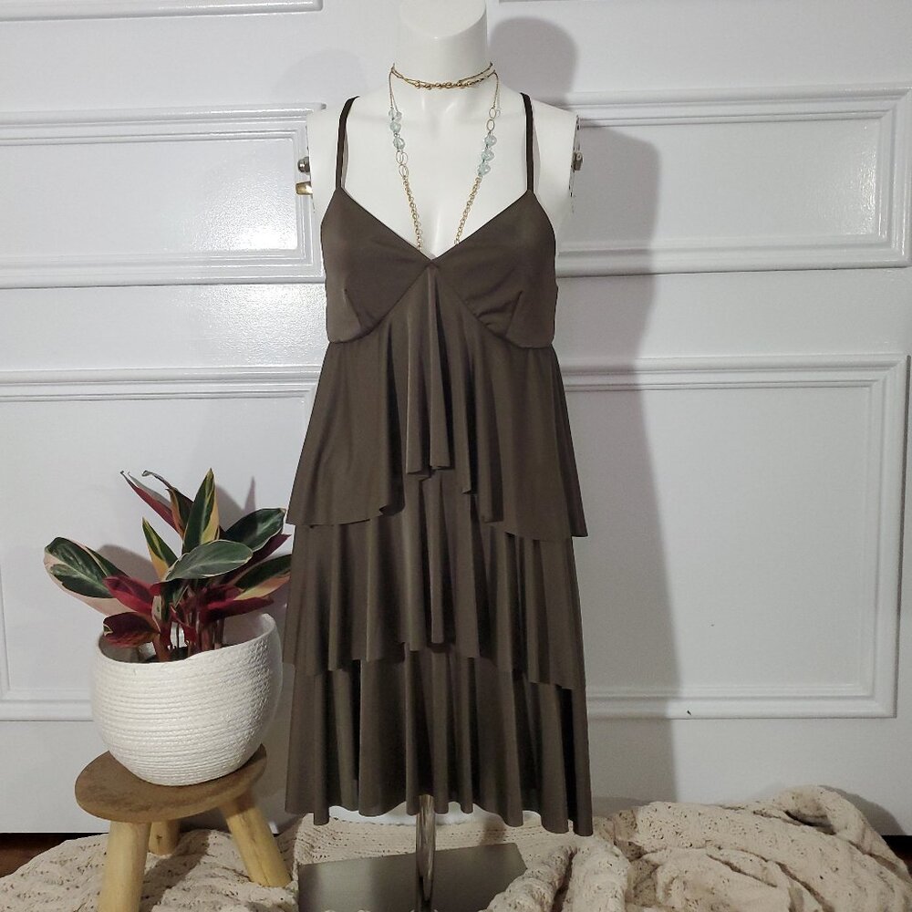 Armani AE Vintage Y2K Satin Cascade Flapper Flowy Boho Dress